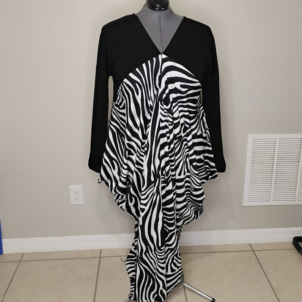 S-DEER Long Sleeve Zebra Pattern Dress – Size XL – New with Tags